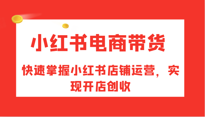 小红书电商带货，快速掌握小红书店铺运营，实现开店创收-快赚网-快赚