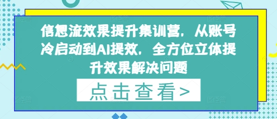信息流效果提升集训营，从账号冷启动到AI提效，全方位立体提升效果解决问题-快赚