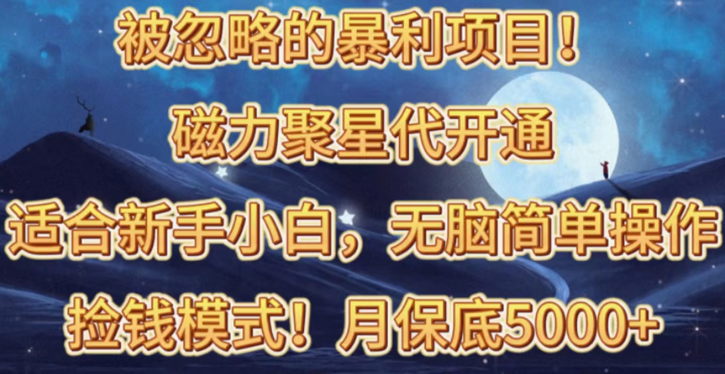 被忽略的暴利项目！磁力聚星代开通捡钱模式，轻松月入五六千-快赚