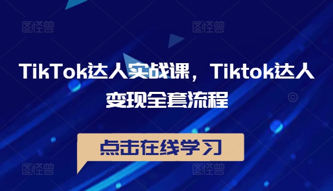 TikTok达人实战课，Tiktok达人变现全套流程-快赚
