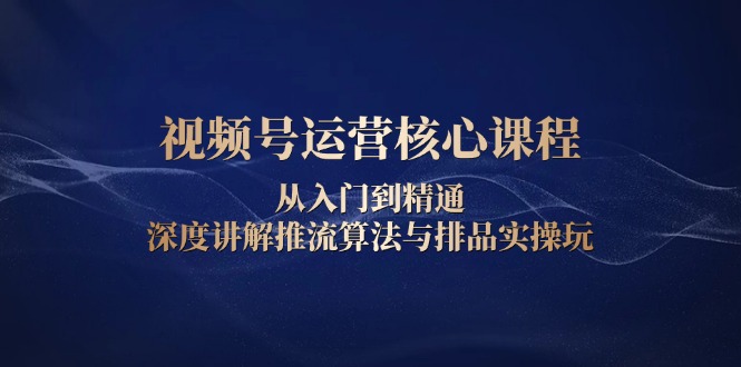 视频号运营核心课程，从入门到精通，深度讲解推流算法与排品实操玩-快赚