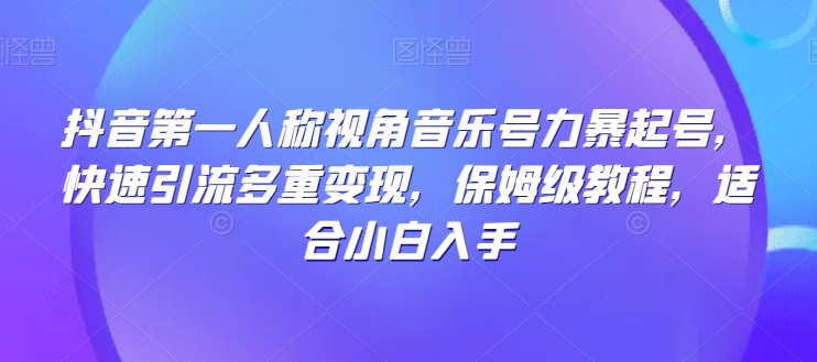 抖音第一人称视角音乐号力暴起号，快速引流多重变现，保姆级教程，适合小白入手-快赚