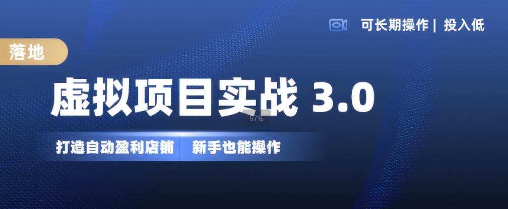 虚拟项目实战3.0，打造自动盈利店铺，可长期操作投入低，新手也能操作-快赚