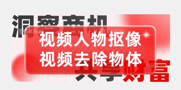 【超强视频处理工具】视频人物抠像+视频去除物体-快赚