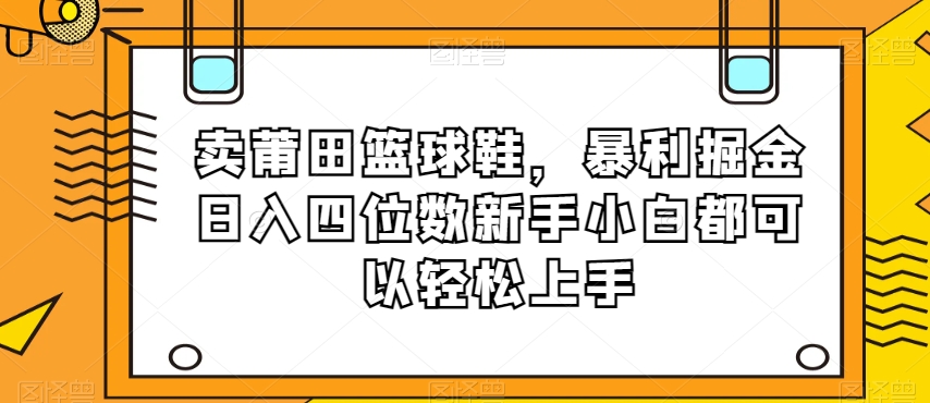 卖莆田篮球鞋，暴利掘金日入四位数新手小白都可以轻松上手【揭秘】-快赚