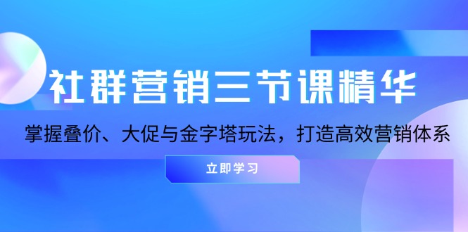 社群营销三节课精华：掌握叠价、大促与金字塔玩法，打造高效营销体系-快赚