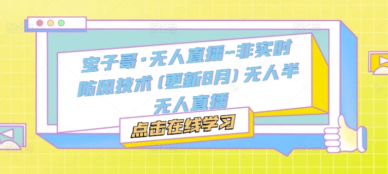 宝子哥·无人直播-非实时防风技术(更新9月)无人半无人直播-快赚