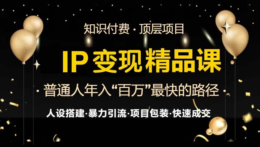 IP变现最新精品课程，知识付费全流程+最强引流术+小白避坑指南-快赚