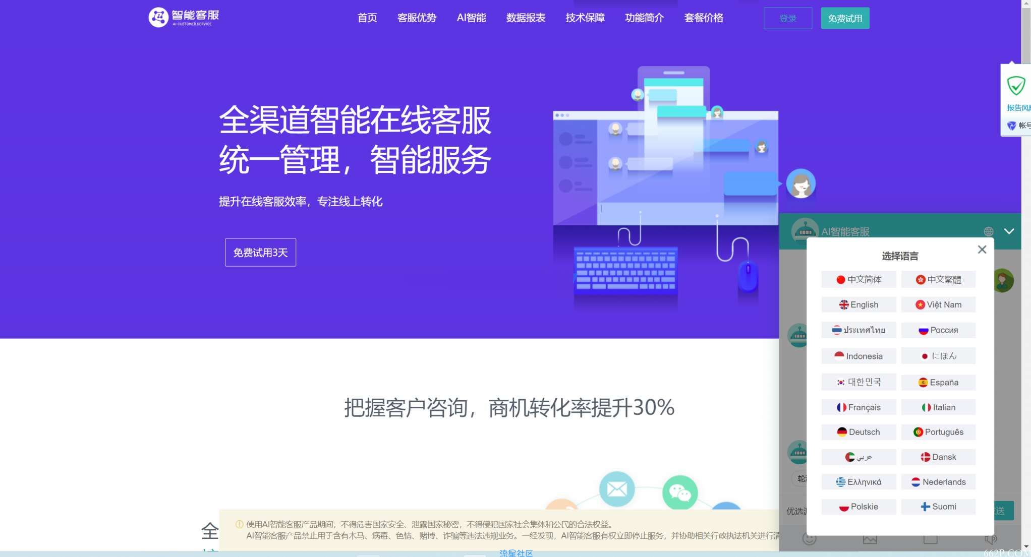 Ai智能客服系统在线客服源码+多语言+桌面推送-快赚